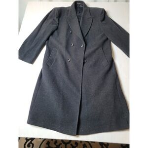 Virany Mens Charcoal Grey Wool Double Breasted Overcoat Trench Coat Size 42L